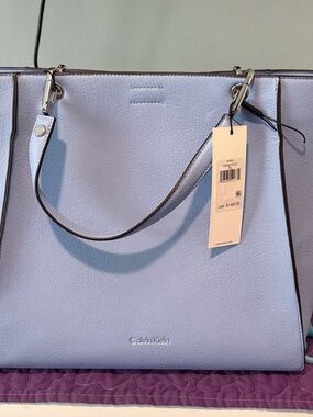 Calvin Klein Periwinkle Blue Tote with Top Handles & crossbody strap NWT